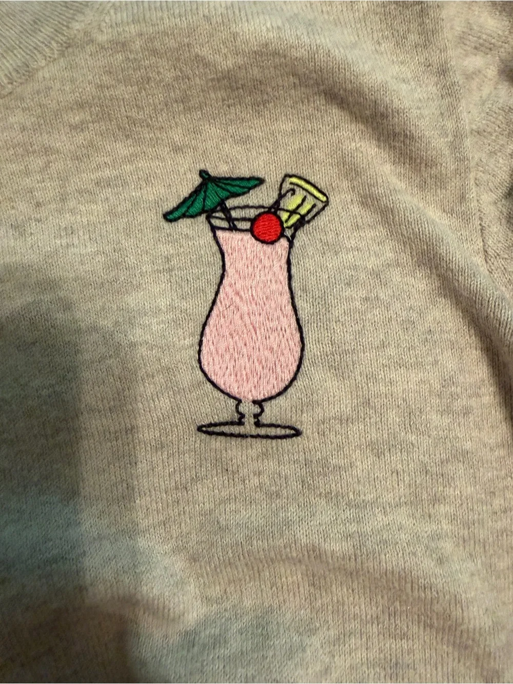 J.Crew Factory Teddie Piña Colada Embroidered Cotton Sweater Small